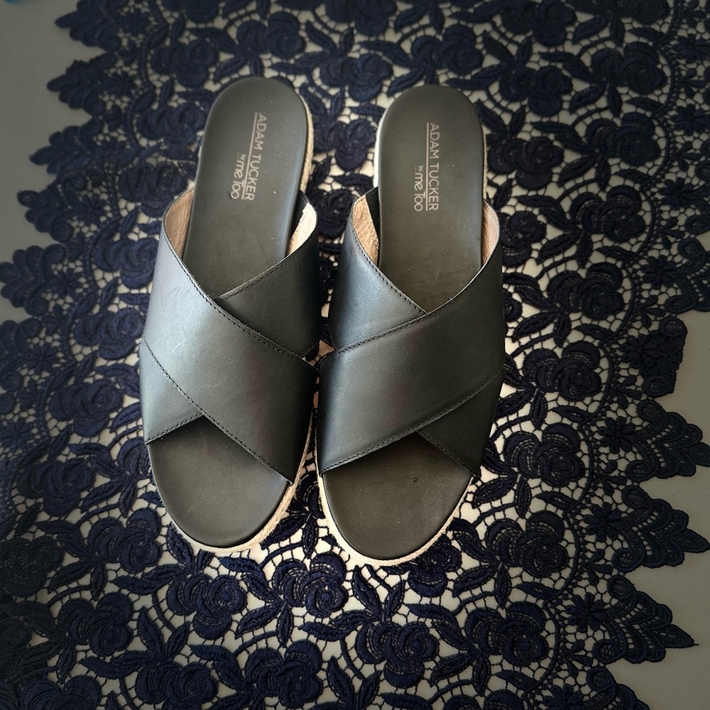 Adam Tucker Women's Dark Leather Mules